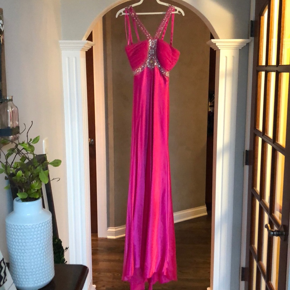 Hot pink prom dress